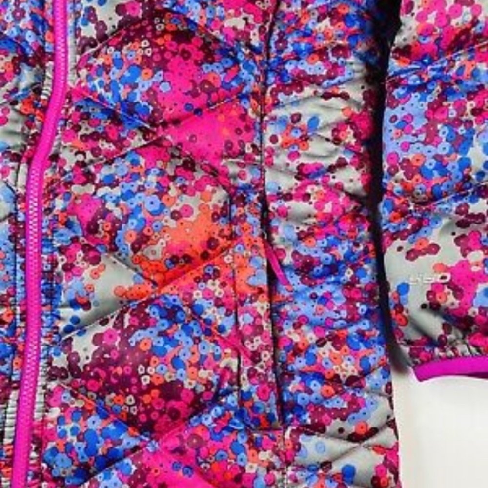 North Face 550 Goose Down Floral Puffer Big Girls Jacket XL/18. - Picture 4 of 4